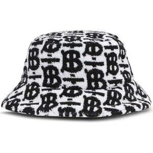 Burberry Bucket Hat Tb Monogram Pattern Terry Hat New Small Women’s Black White